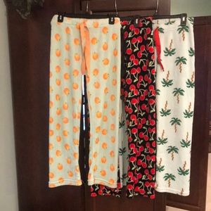 Three pair pajama bottoms